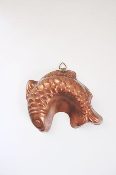 Vintage Copper Fish Mold Wall Hanging Kitchen Decor Nautical Rustic Jello Baking