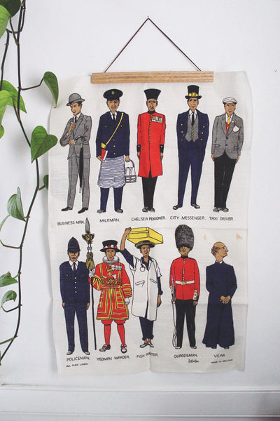 Vintage Ulster Irish Linen Tea Towel Wall Hanging British Worker Mid-Century Souvenir
