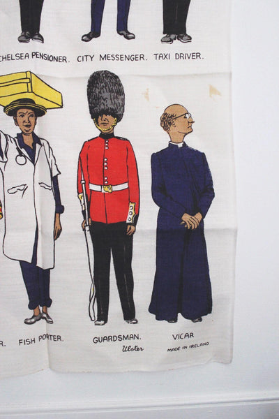 Vintage Ulster Irish Linen Tea Towel Wall Hanging British Worker Mid-Century Souvenir
