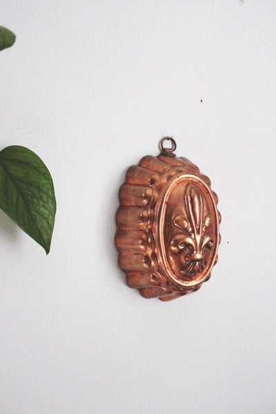 Vintage Copper French Fleur-De-Lis Mold Wall Hanging Scalloped Tagus Portugal