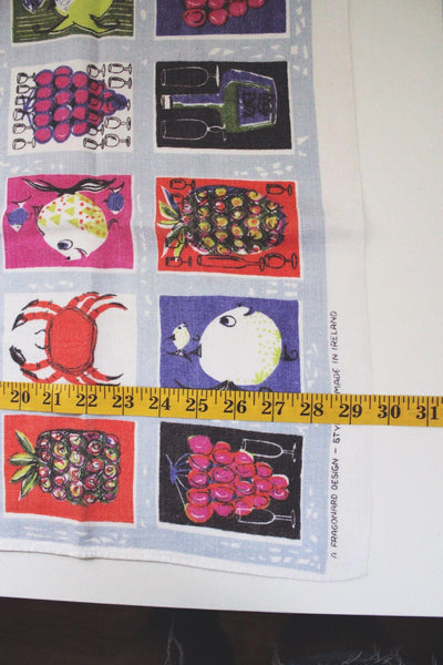 Vintage Pure Linen Kitchen Tea Towel Wall Hanging Mid Century Pop Art Linen Ireland