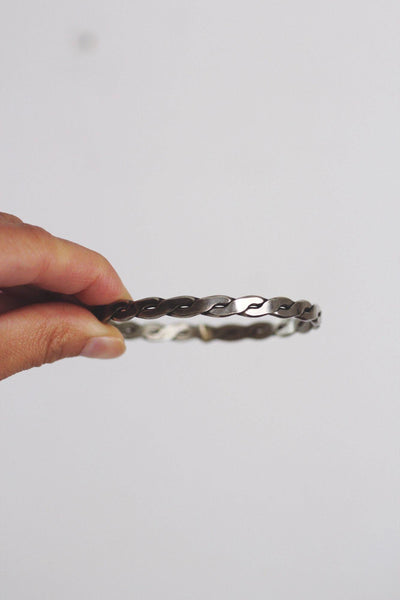 Vintage Braided Sterling Bangle Bracelet Taxco Mexico Infinity Twist 925 Elegant