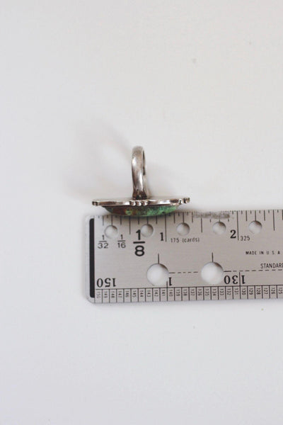 Vintage Navajo Sterling Silver Elongated Green Turquoise Ring Southwest 4.75 Marked