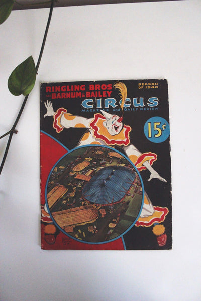 Ringling Bros Barnum & Bailey Circus Magazine 1940 Vintage Ephemera Program Ads
