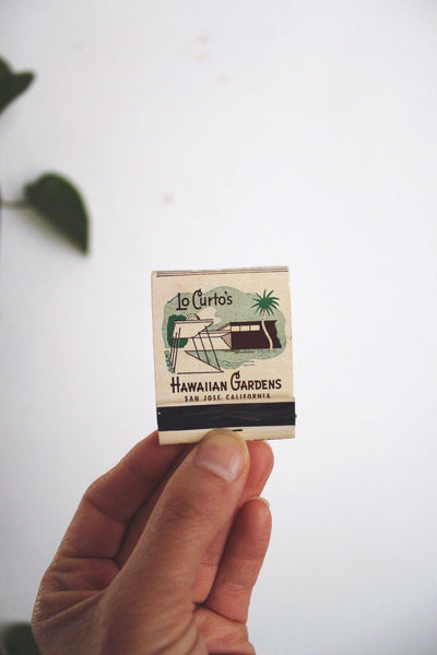 Vintage Matchbook Hawaiian Gardens San Jose California Mid-Century Ephemera Restaurant