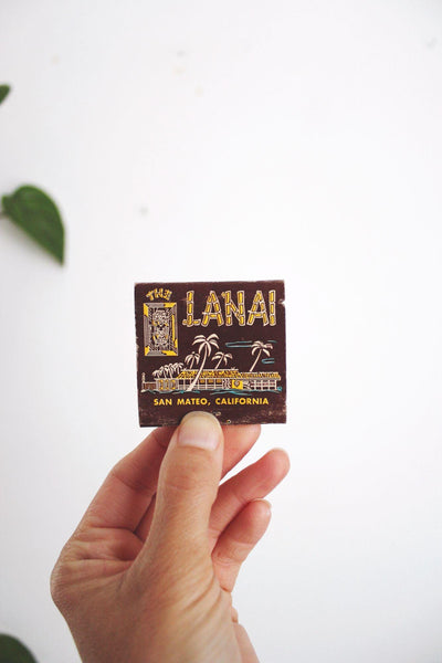 Vintage Matchbook The Lanai Tiki Bar Restaurant San Mateo California Mid-Century Ephemera Collectible