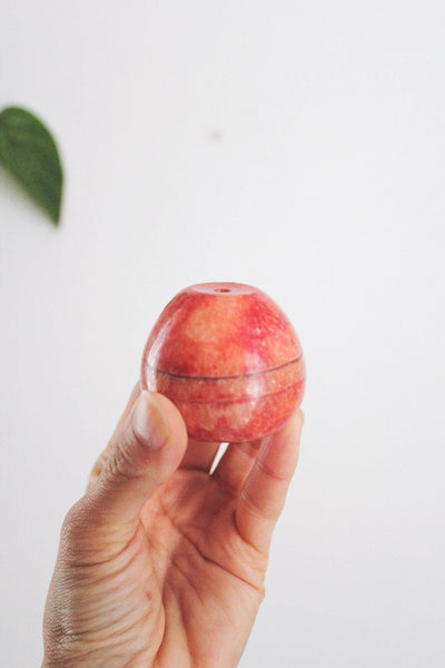 Vintage Hand Carved Stone Fruits Set Alabaster Marble Onyx Banana Apple Mid Century Italy