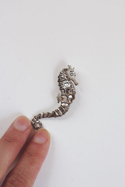 Vintage Seahorse Silver Brooch Pin Nautical Jewelry Articulated Ocean Animal