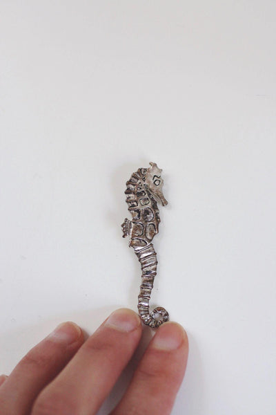 Vintage Seahorse Silver Brooch Pin Nautical Jewelry Articulated Ocean Animal