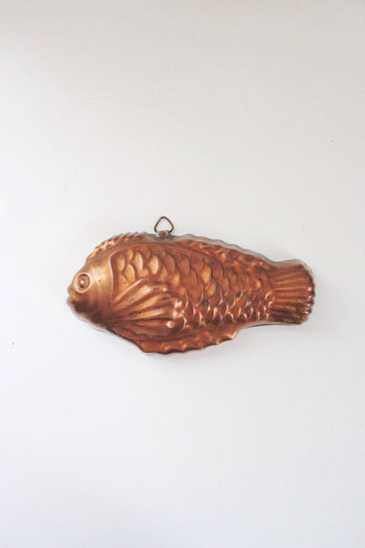 Vintage Copper Fish Mold Wall Hanging Kitchen Decor Jello Rustic Farmhouse