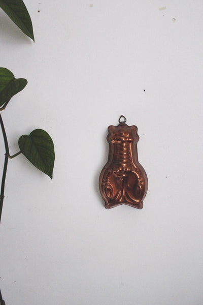 Vintage Copper Lobster Gelatin Jello Mold Wall Hanging Nautical Farmhouse Kitchen Decor
