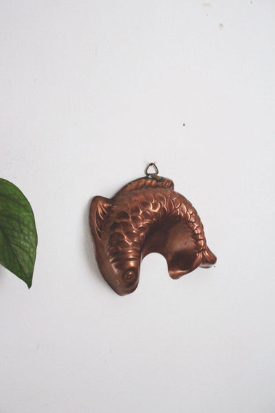 Vintage Copper Fish Mold Wall Hanging Kitchen Decor Nautical Rustic Jello Baking