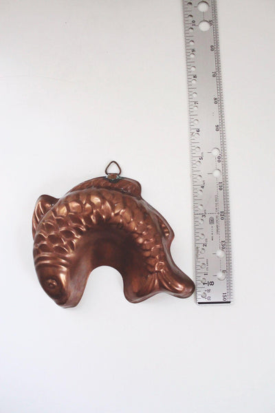Vintage Copper Fish Mold Wall Hanging Kitchen Decor Nautical Rustic Jello Baking