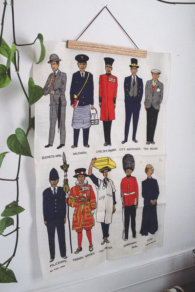 Vintage Ulster Irish Linen Tea Towel Wall Hanging British Worker Mid-Century Souvenir