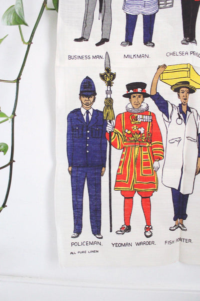Vintage Ulster Irish Linen Tea Towel Wall Hanging British Worker Mid-Century Souvenir