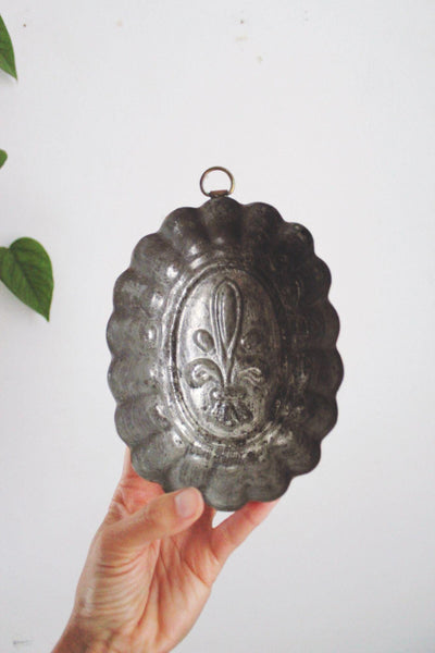 Vintage Copper French Fleur-De-Lis Mold Wall Hanging Scalloped Tagus Portugal