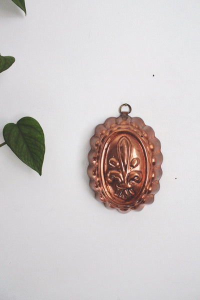 Vintage Copper French Fleur-De-Lis Mold Wall Hanging Scalloped Tagus Portugal
