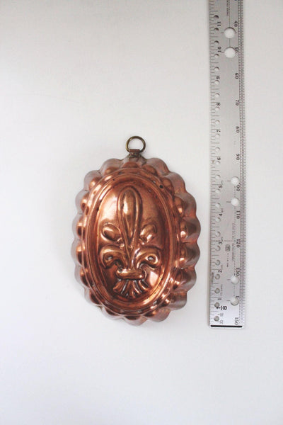 Vintage Copper French Fleur-De-Lis Mold Wall Hanging Scalloped Tagus Portugal