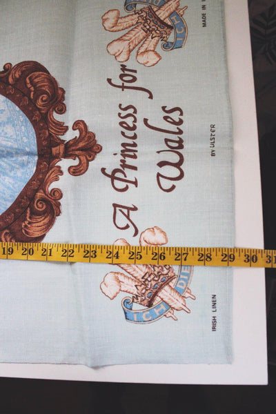 Vintage Commemorative Princess Diana Tea Towel Wall Hanging Irish Linen Ulster