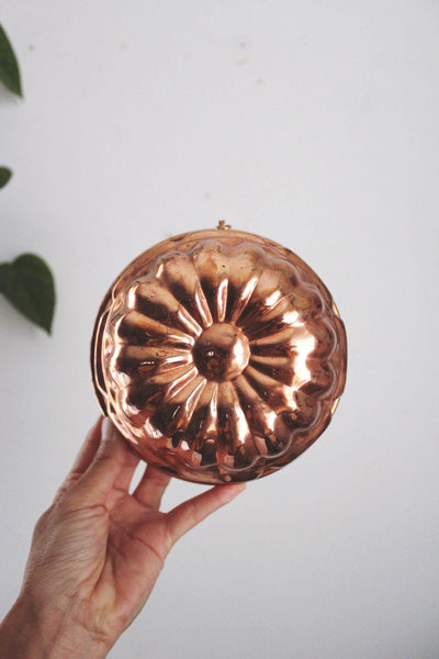 Vintage Copper Fluted Cake Jellow Mold Wall Hanging Rustic Farmhouse Kitchen Decor