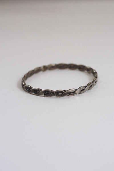 Vintage Braided Sterling Bangle Bracelet Taxco Mexico Infinity Twist 925 Elegant