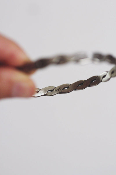 Vintage Braided Sterling Bangle Bracelet Taxco Mexico Infinity Twist 925 Elegant