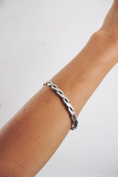Vintage Braided Sterling Bangle Bracelet Taxco Mexico Infinity Twist 925 Elegant