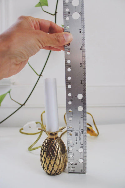 Vintage Hollywood Regency Style Brass Pineapple Candlestick Electric Lamp With Box