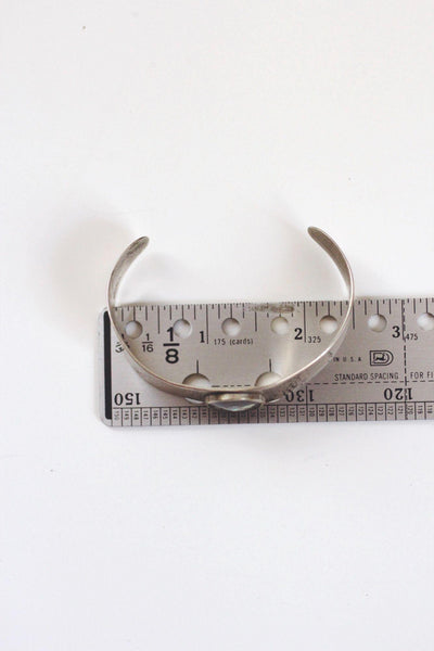 Vintage Mexican Alpaca Silver Cuff Bracelet Abalone Inlay Floral Mother of Pearl MOP
