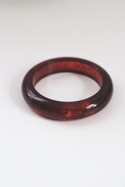 Vintage Translucent Marbled Bangle Bracelet Amber Rootbeer Tortoiseshell Swirl