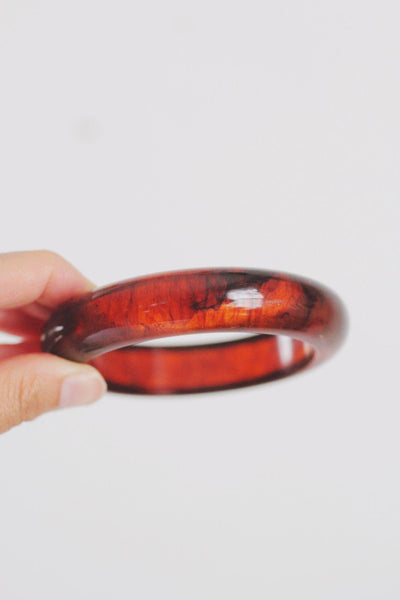 Vintage Translucent Marbled Bangle Bracelet Amber Rootbeer Tortoiseshell Swirl
