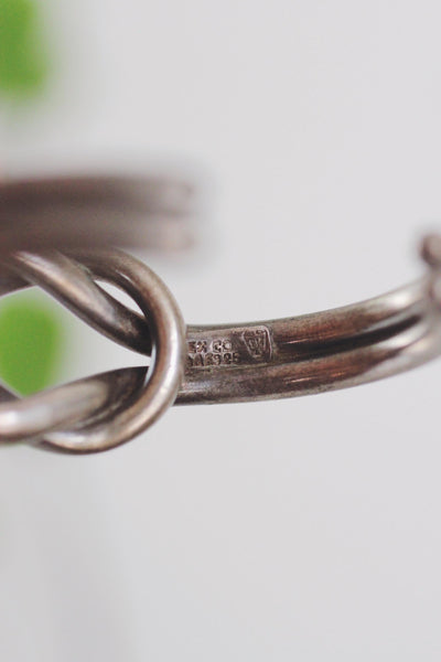 Vintage Taxco Sterling Silver Love Knot Open Cuff Bracelet Mexico Modernist
