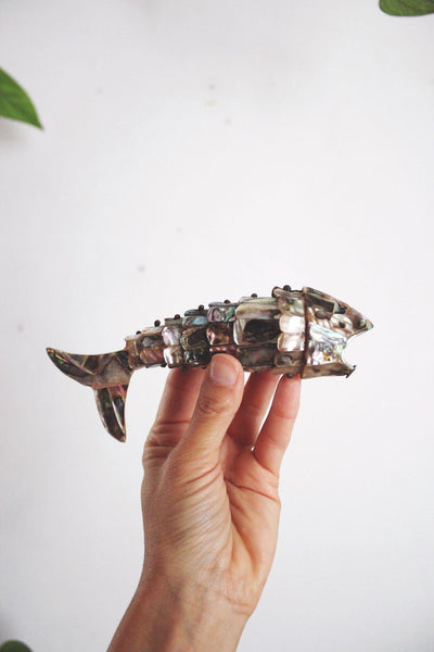 Vintage Articulated Abalone Fish Bottle Opener Mexico Mid Century Barware Figurine