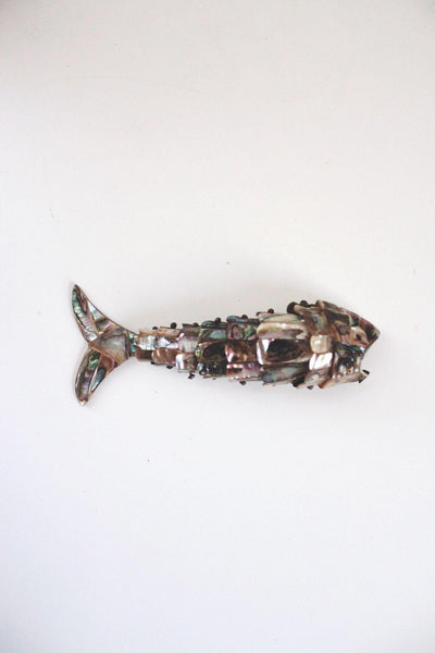 Vintage Articulated Abalone Fish Bottle Opener Mexico Mid Century Barware Figurine