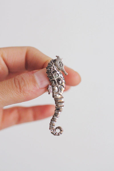 Vintage Seahorse Silver Brooch Pin Nautical Jewelry Articulated Ocean Animal
