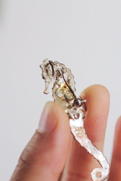 Vintage Seahorse Silver Brooch Pin Nautical Jewelry Articulated Ocean Animal