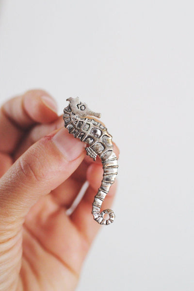Vintage Seahorse Silver Brooch Pin Nautical Jewelry Articulated Ocean Animal
