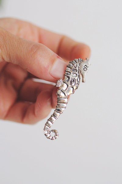 Vintage Seahorse Silver Brooch Pin Nautical Jewelry Articulated Ocean Animal