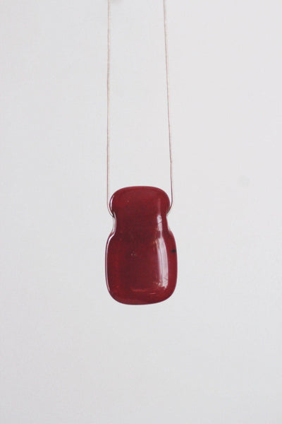 Vintage Handmade Ruby Red Glass Pendant Necklace Sterling Silver Chain Italy Minimalist