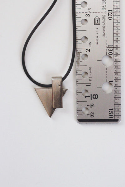 Modernist Geometric Pendant Necklace Black Cord Minimalist Sleek 90s