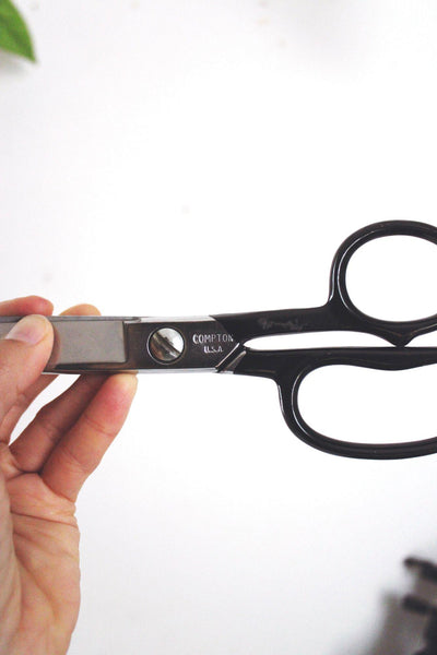 Vintage Compton USA 12" Tailor Sewing Scissors Steel Black Handle Heavy Duty