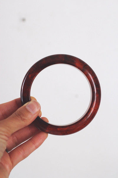 Vintage Translucent Marbled Bangle Bracelet Amber Rootbeer Tortoiseshell Swirl