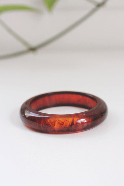 Vintage Translucent Marbled Bangle Bracelet Amber Rootbeer Tortoiseshell Swirl