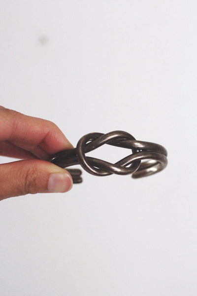 Vintage Taxco Sterling Silver Love Knot Open Cuff Bracelet Mexico Modernist