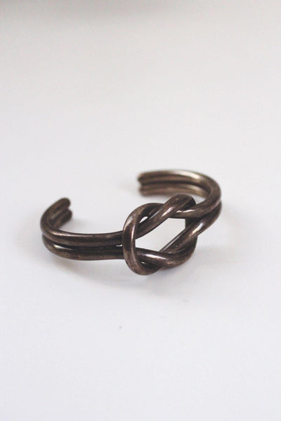 Vintage Taxco Sterling Silver Love Knot Open Cuff Bracelet Mexico Modernist