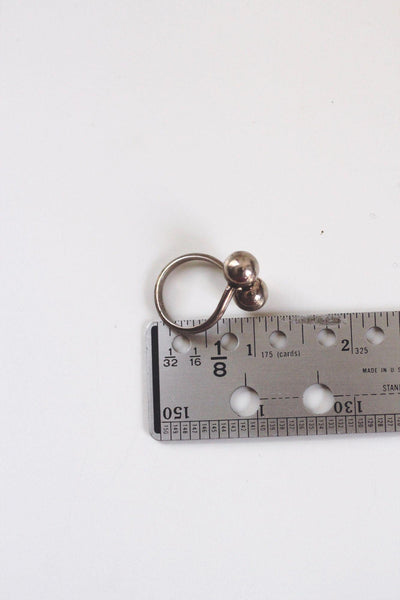 Vintage Sterling Silver Double Ball Bypass Ring Modernist Israel 925 Size 8.5 Minimalist