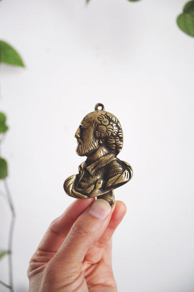 Vintage William Shakespeare Solid Brass Door Knocker Britain Literary Antique Decor