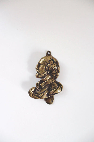 Vintage William Shakespeare Solid Brass Door Knocker Britain Literary Antique Decor
