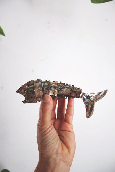 Vintage Articulated Abalone Fish Bottle Opener Mexico Mid Century Barware Figurine