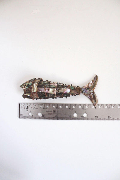 Vintage Articulated Abalone Fish Bottle Opener Mexico Mid Century Barware Figurine